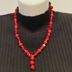 Elegant Red Stone Beaded Necklace